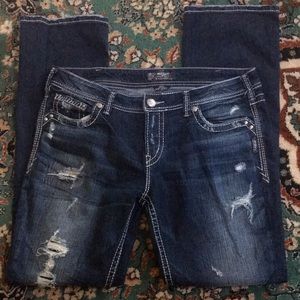 Sllver Jeans Aiko Baby Boot Distressed Jeans 34X33